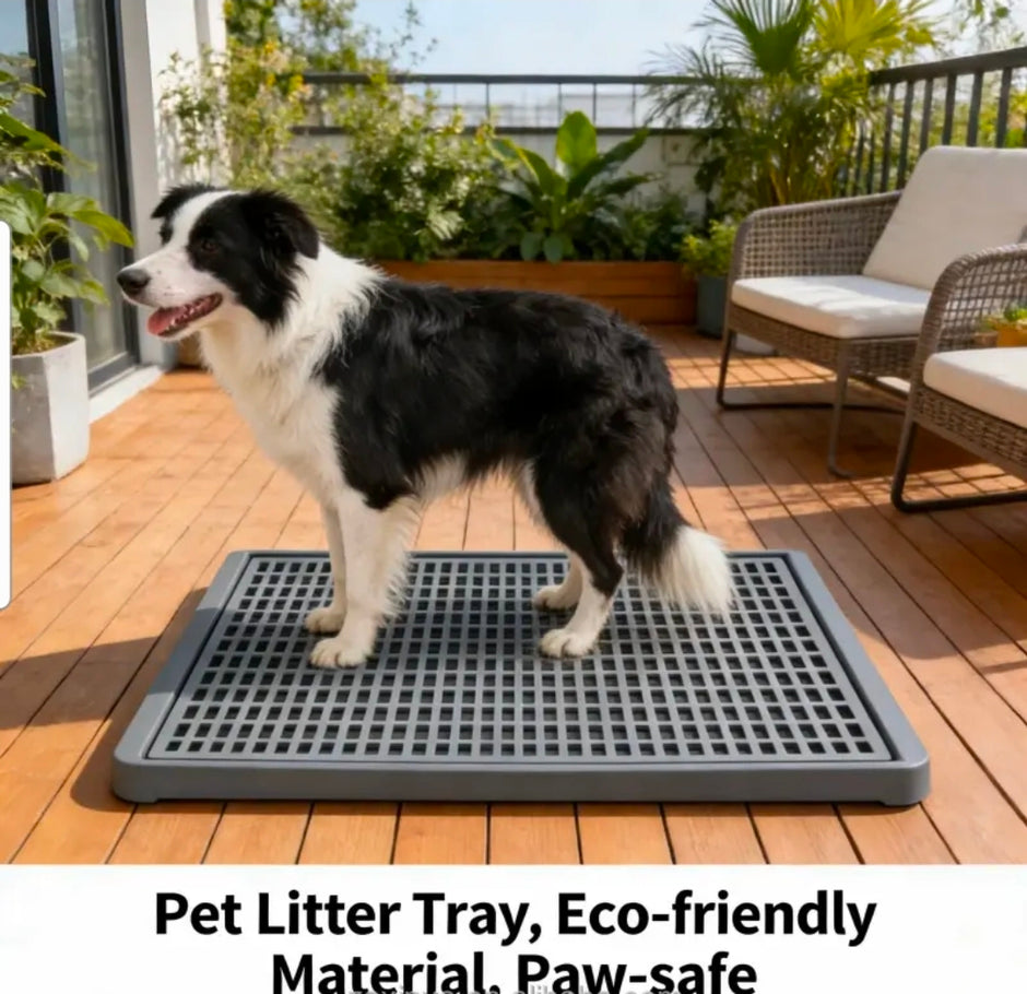Grey Dog Toilet Tray with Removable Grid – 2 Sizes