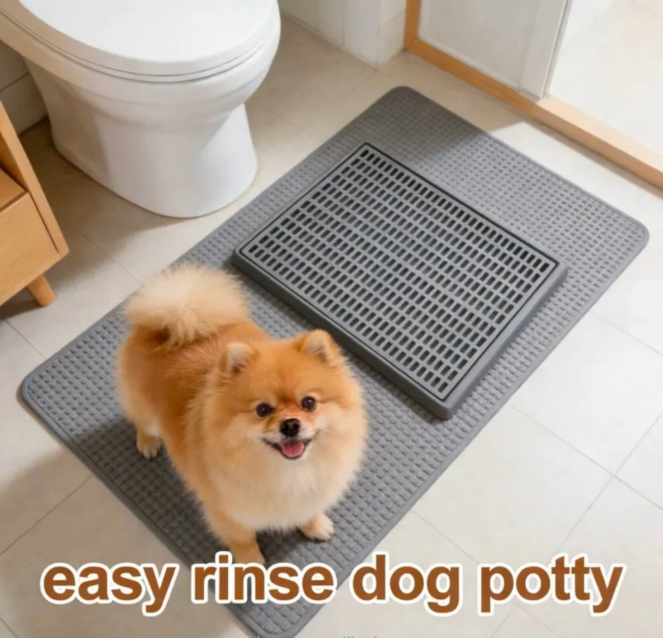 Grey Dog Toilet Tray with Removable Grid – 2 Sizes