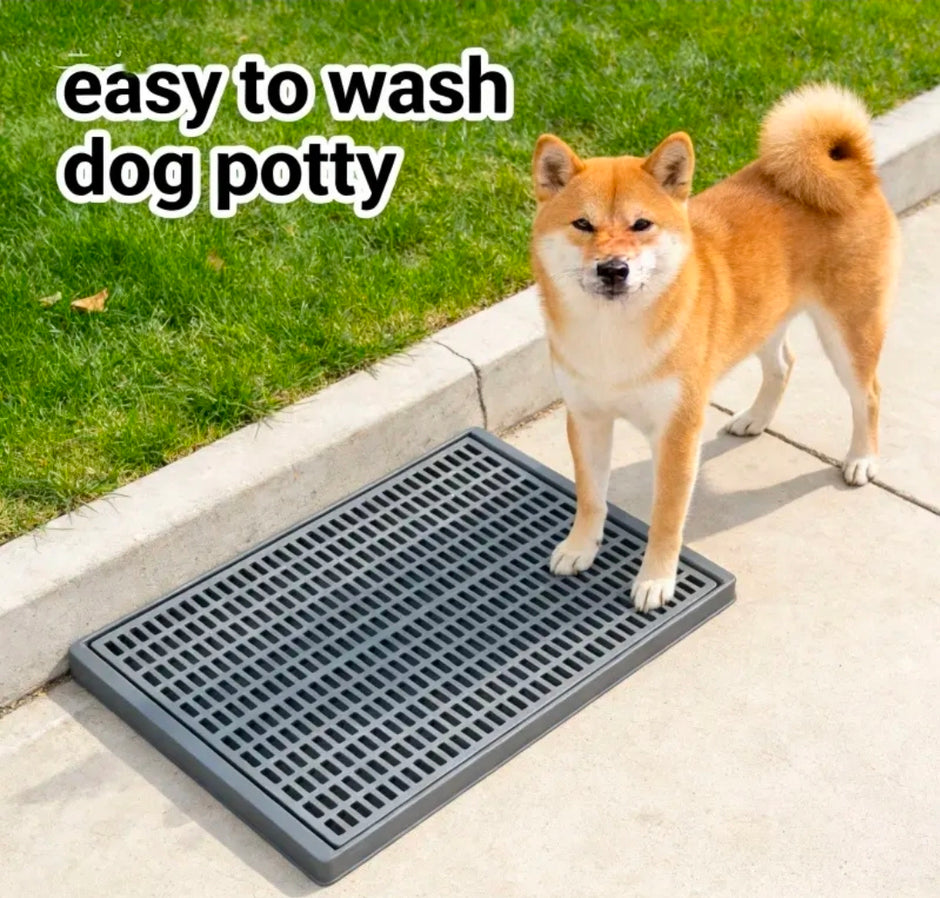 Grey Dog Toilet Tray with Removable Grid – 2 Sizes