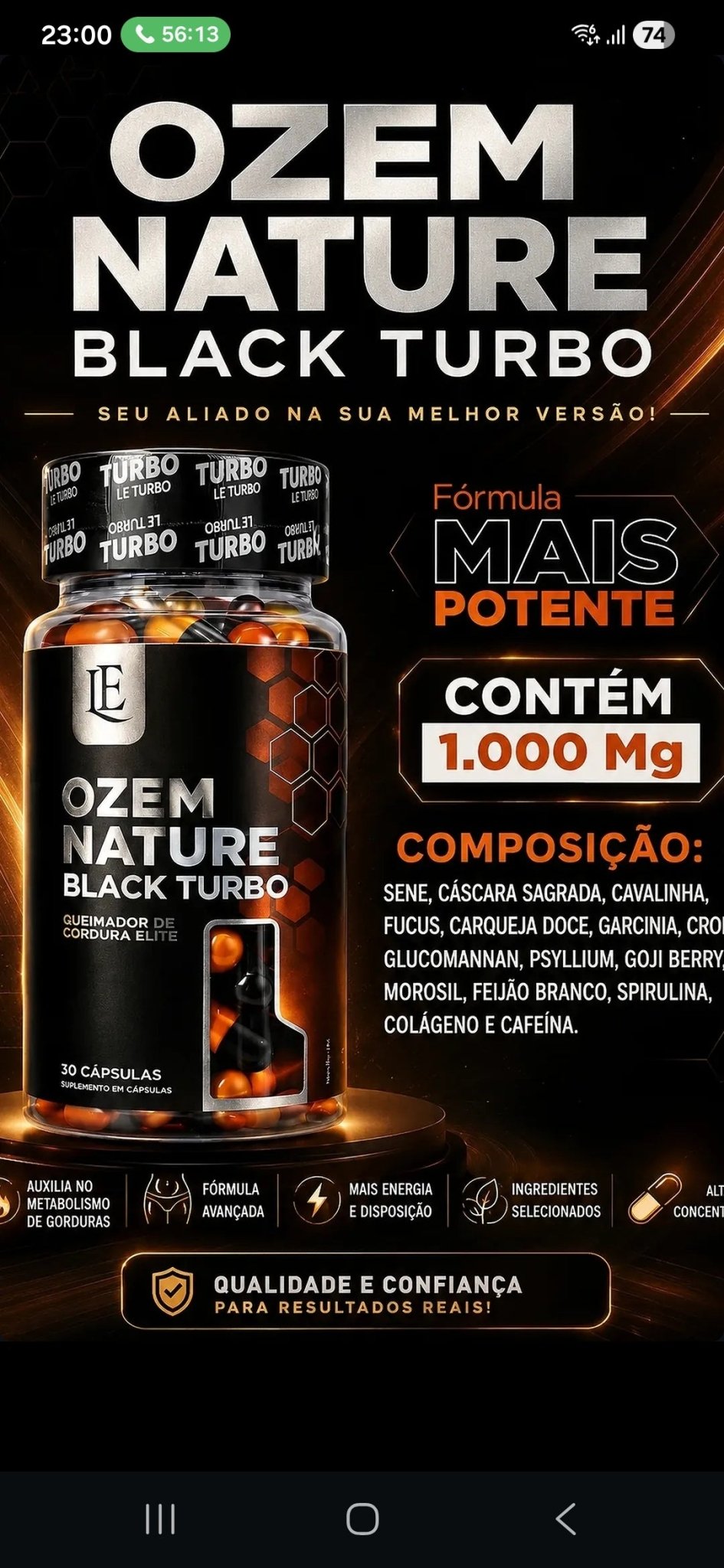 Black Turbo food supplement bottle