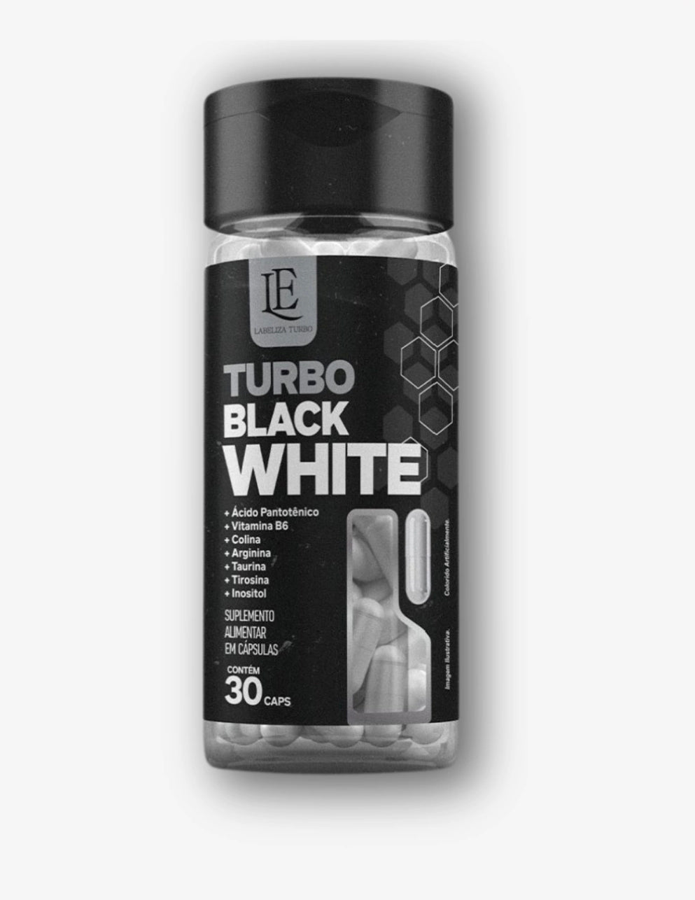 Turbo Black White food supplement bottle