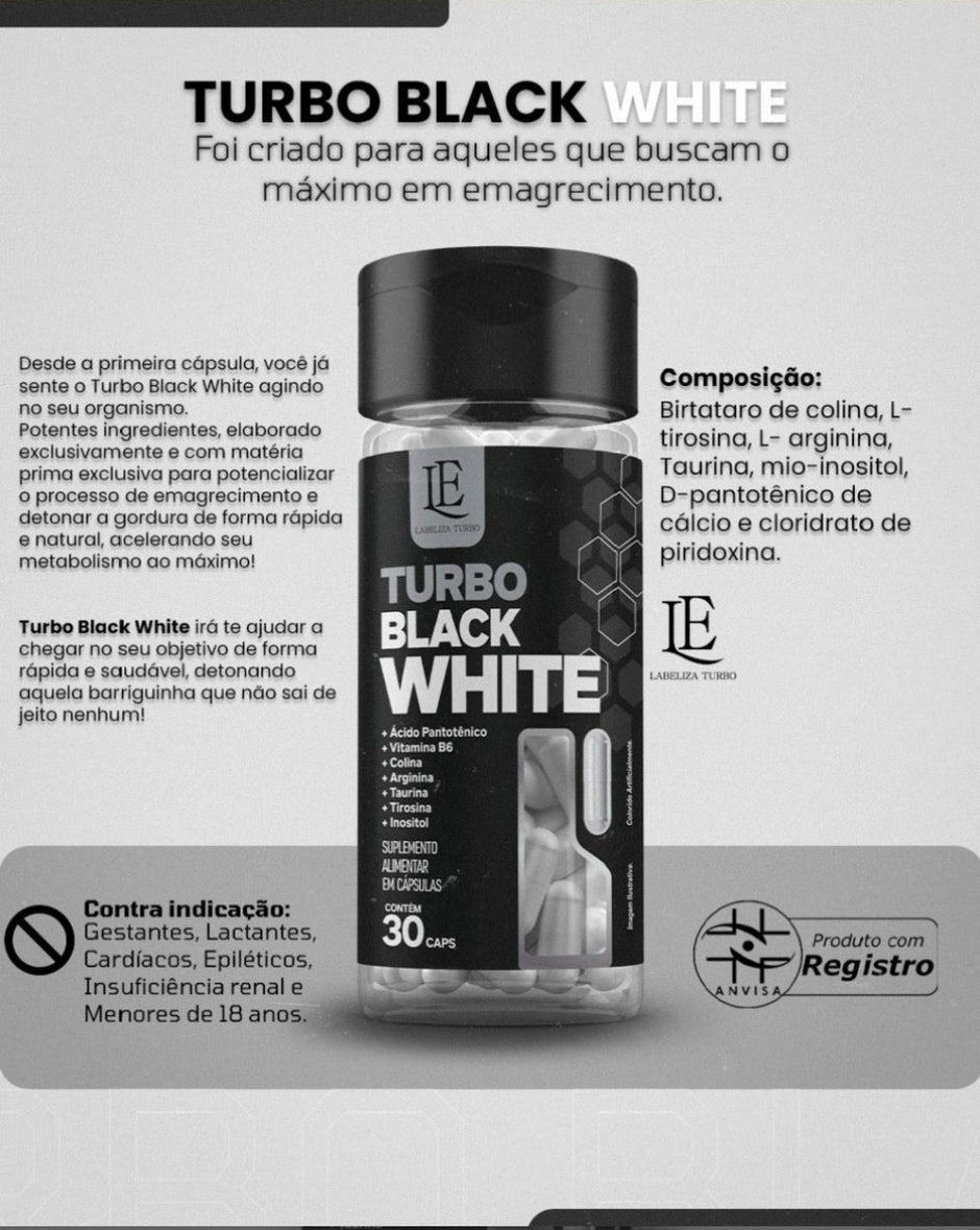Turbo Black White food supplement bottle