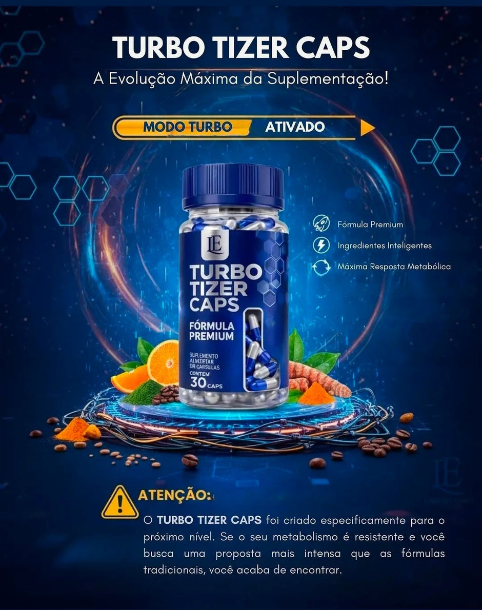 Turbo Tizer Caps food supplement bottle